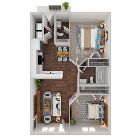 a floor plan of a bedroom with a bathroom and a living room